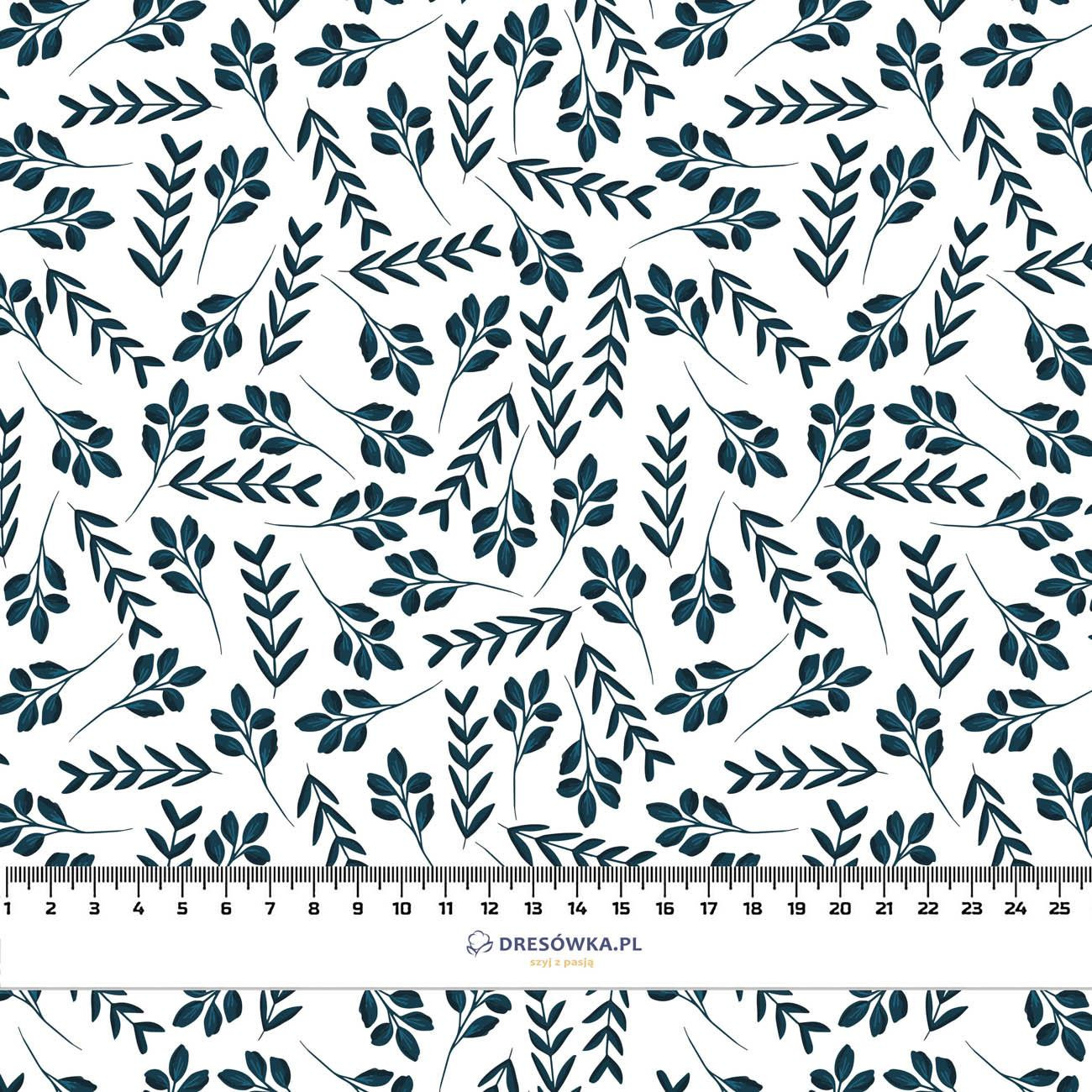 SMALL LEAVES pat. 2 / white - viscose woven fabric