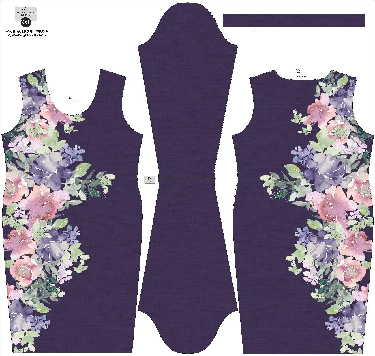 PENCIL DRESS (ALISA) - WATER-COLOR FLOWERS pat. 5 - sewing set