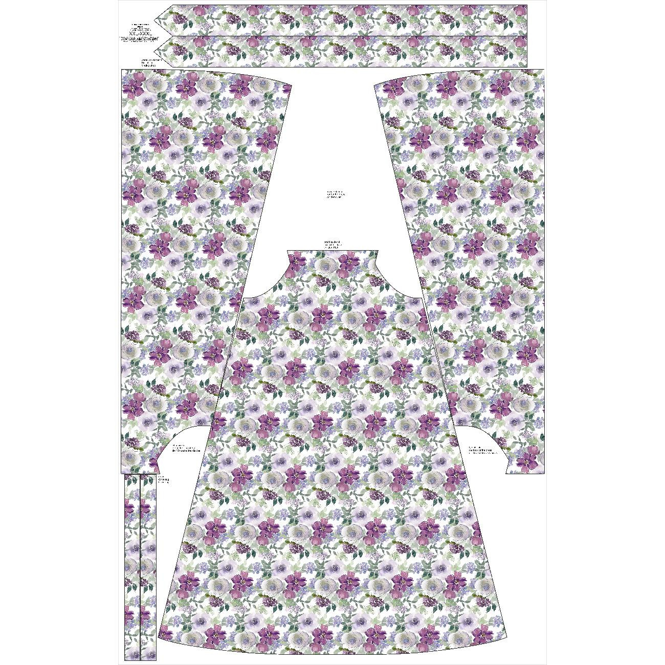 DRESS "DALIA" MAXI - WATER-COLOR FLOWERS pat. 3 - sewing set