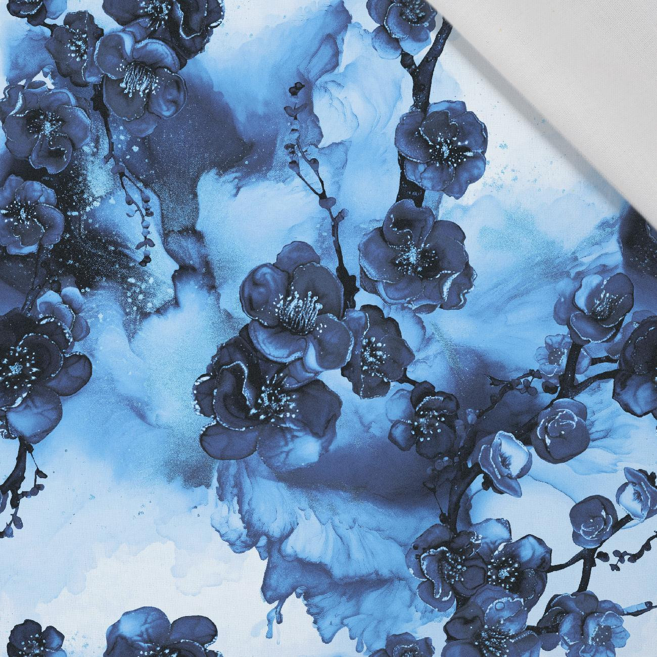 ALCOHOL PASTEL INK wz.7 navy - Cotton woven fabric