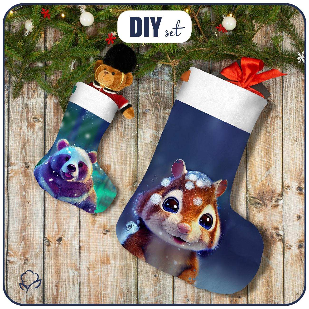 Christmas Stocking Set - CHRISTMAS TREES / green