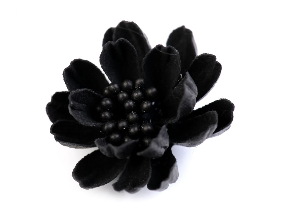 Cotton flower 3D applique - black