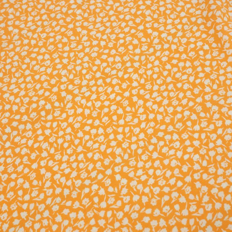 COLORFUL FLOWERS / orange - viscose woven fabric