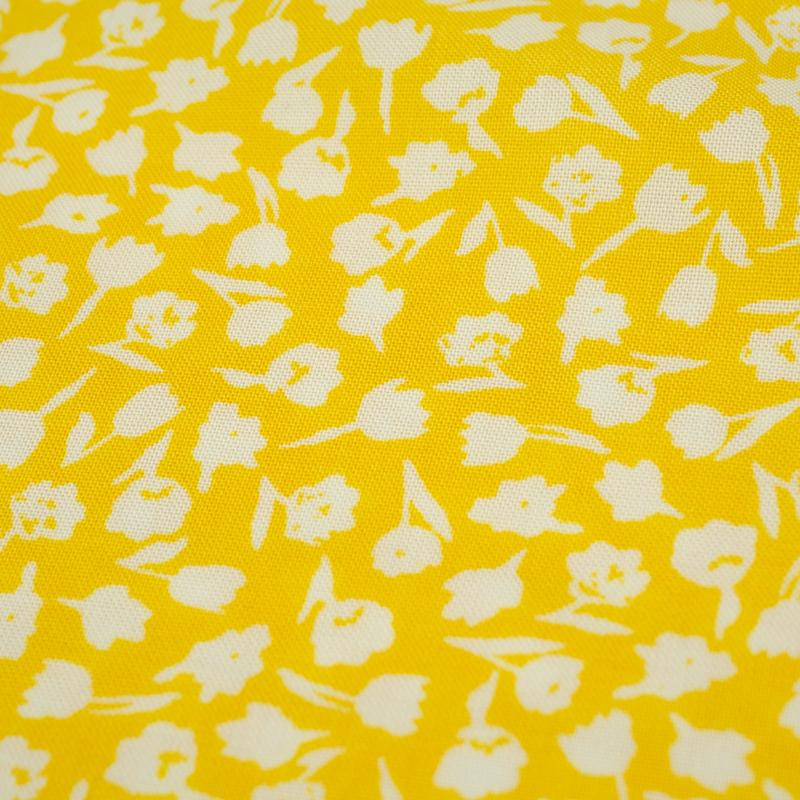 COLORFUL FLOWERS / yellow - viscose woven fabric