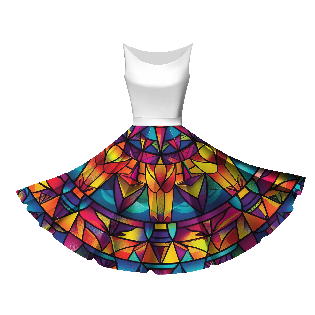 COLORFUL MANDALA PAT.2 -  big circle skirt panel 