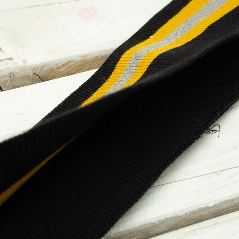 Folded ribbing BLACK / mustard-grey 140cm