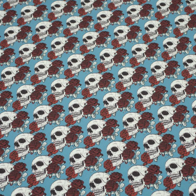 SKULLS AND ROSES - quick-drying woven fabric