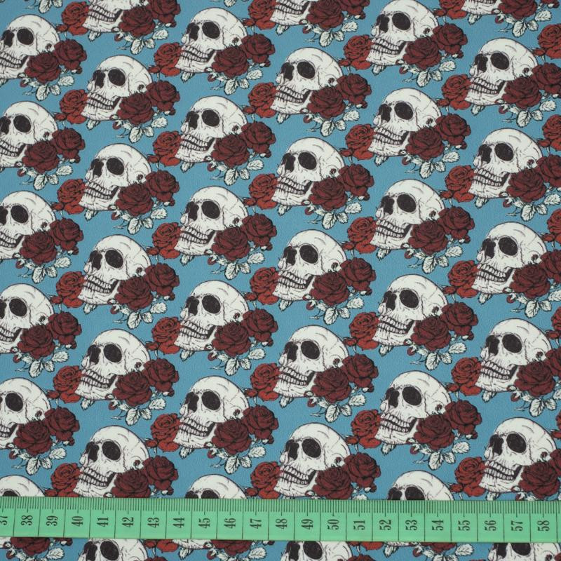 SKULLS AND ROSES - quick-drying woven fabric