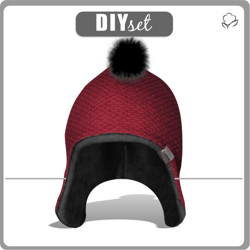 "AVIATOR" HAT - MAROON - BUCLE / black