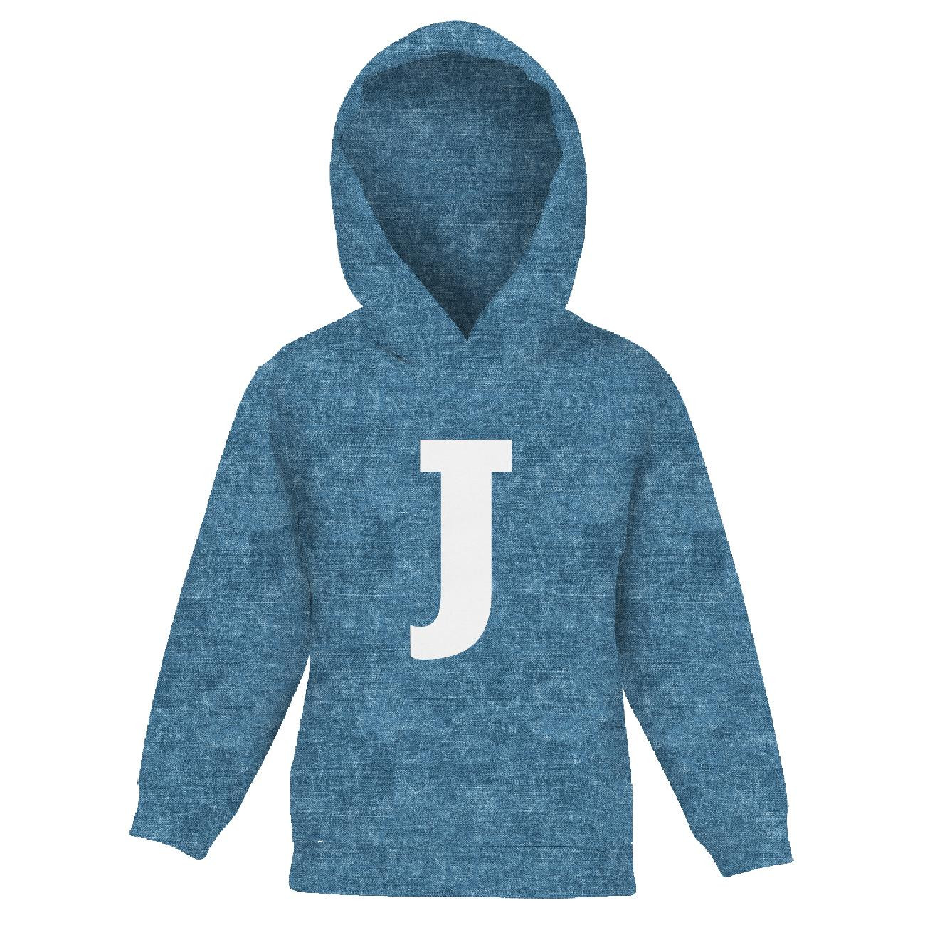 KID'S HOODIE (ALEX) - "J" / acid wash atlantic blue - sewing set
