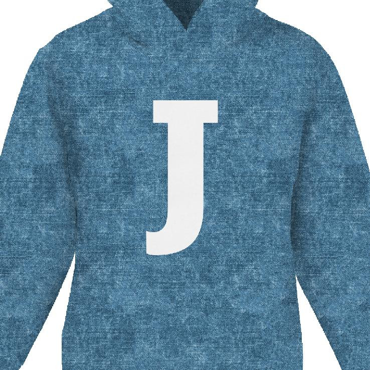 KID'S HOODIE (ALEX) - "J" / acid wash atlantic blue - sewing set