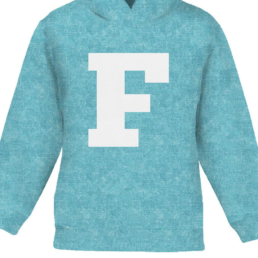 KID'S HOODIE (ALEX) - "F" / acid wash sea blue - sewing set