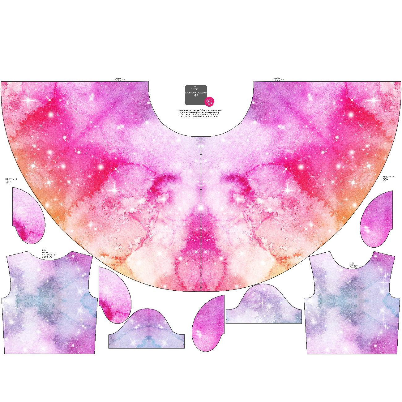 KID'S DRESS "MIA" - WATERCOLOR GALAXY PAT. 5 - sewing set