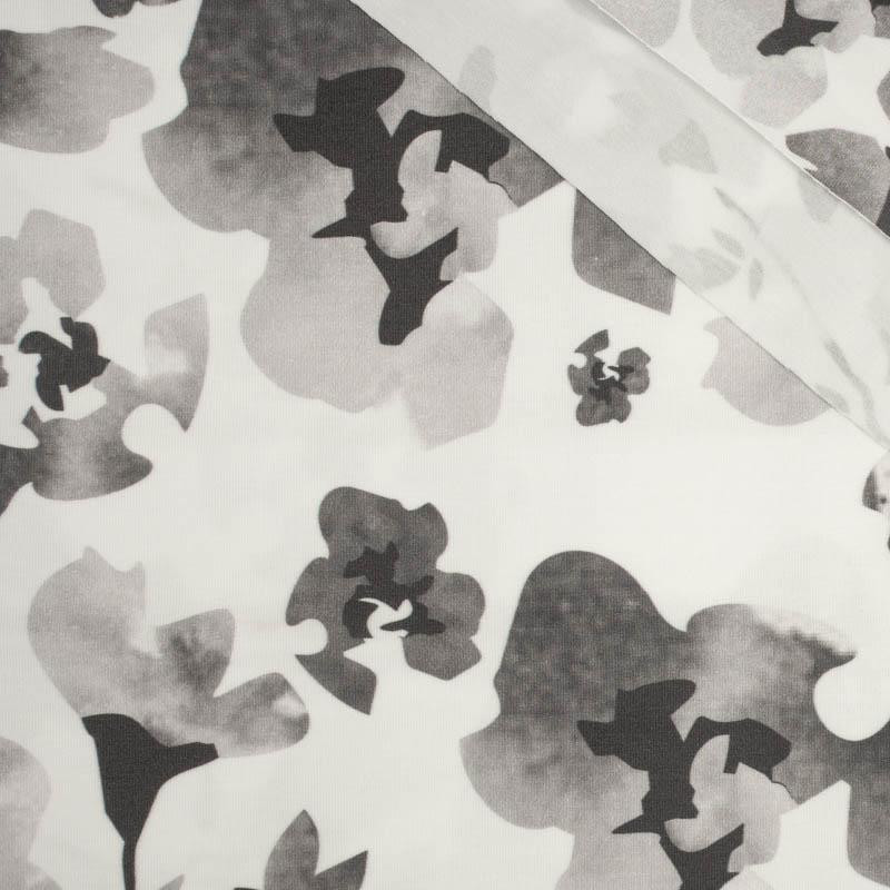 WATER-COLOR FLOWERS pat. 1 (grey) - single jersey with elastane 