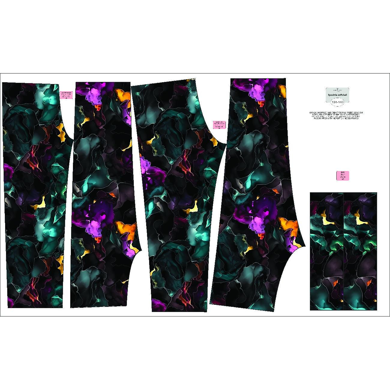 CHILDREN'S SOFTSHELL TROUSERS (YETI) - ALCOHOL INK WZ. 6 - sewing set