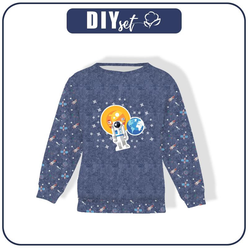 CHILDREN'S (NOE) SWEATSHIRT - ASTRONAUT (SPACE EXPEDITION) / ACID WASH DARK BLUE - sewing set