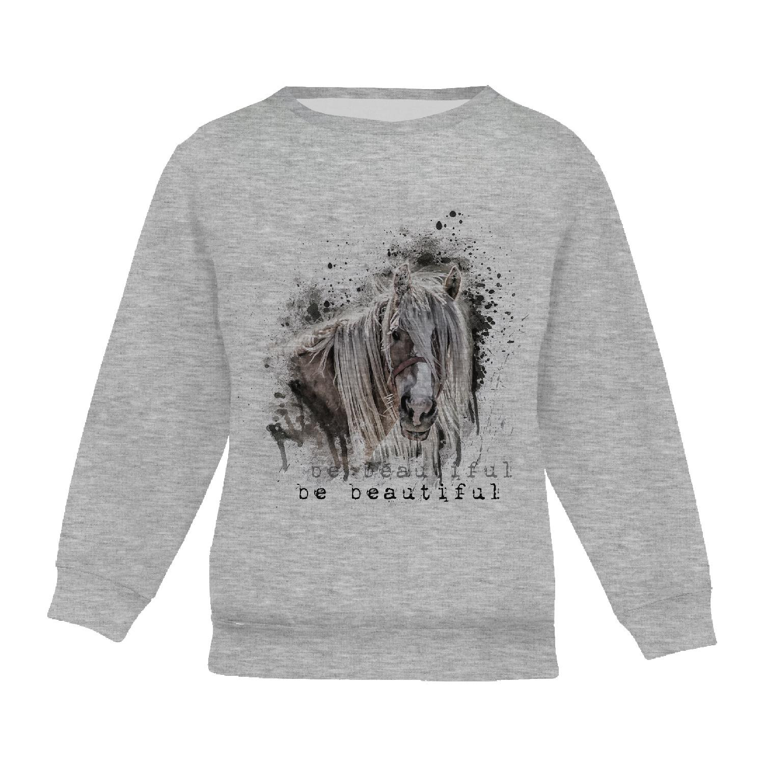 Children's tracksuit (MILAN) - BE BEAUTIFUL (BE YOURSELF) / M-01 melange light grey - looped knit fabric