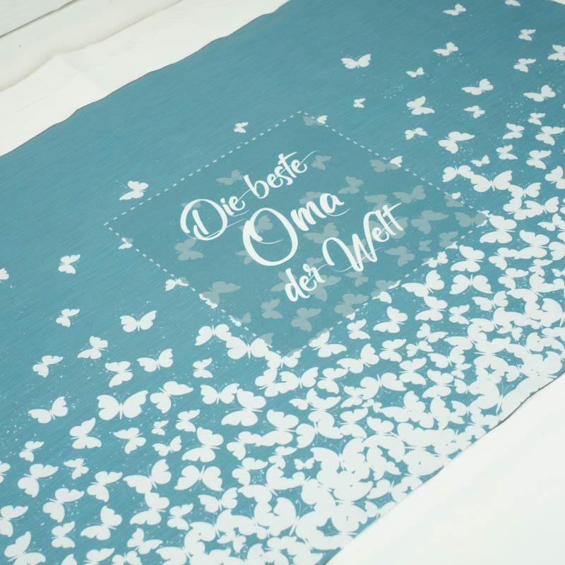 Die beste Oma der Welt/ butterflies- Cotton woven fabric panel (50cmx75cm)