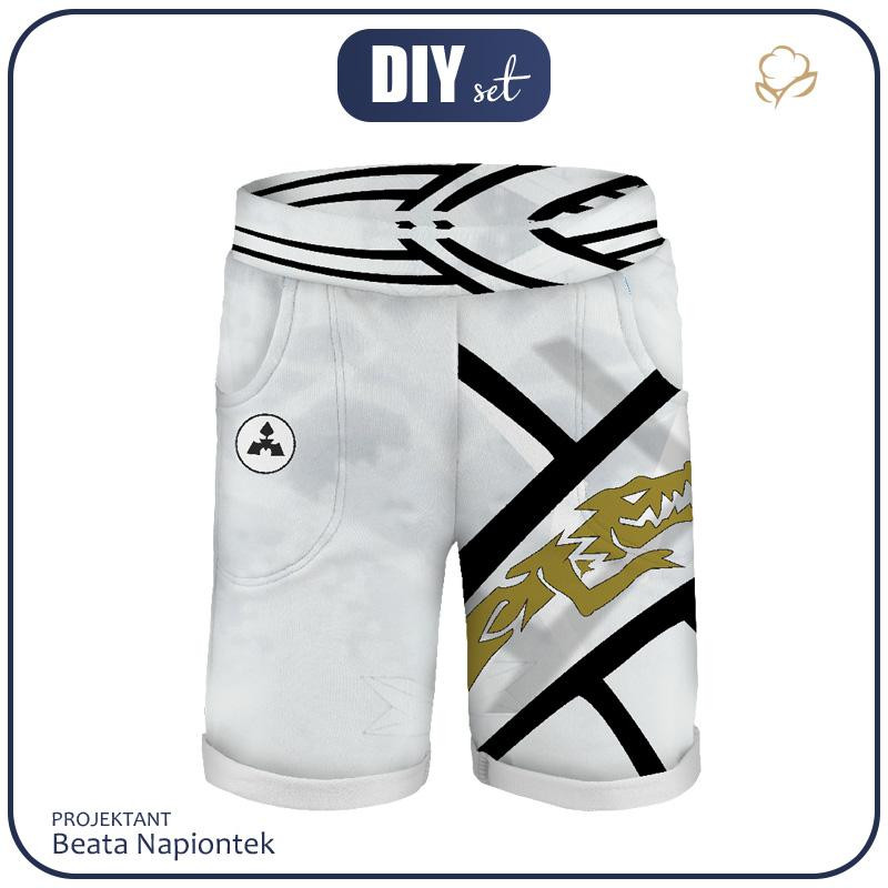 KID`S SHORTS (RIO) - WHITE NINJA - looped knit fabric 