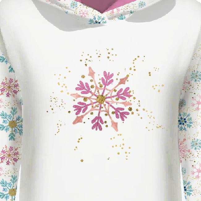 CLASSIC WOMEN’S HOODIE (POLA) - SNOWFLAKES MIX - looped knit fabric 