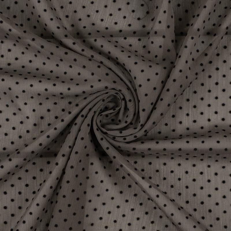 DARK BEIGE - Polka dot crushed chiffon