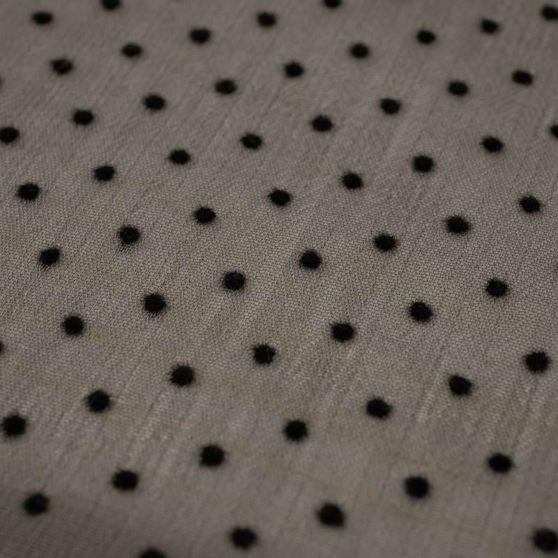 DARK BEIGE - Polka dot crushed chiffon