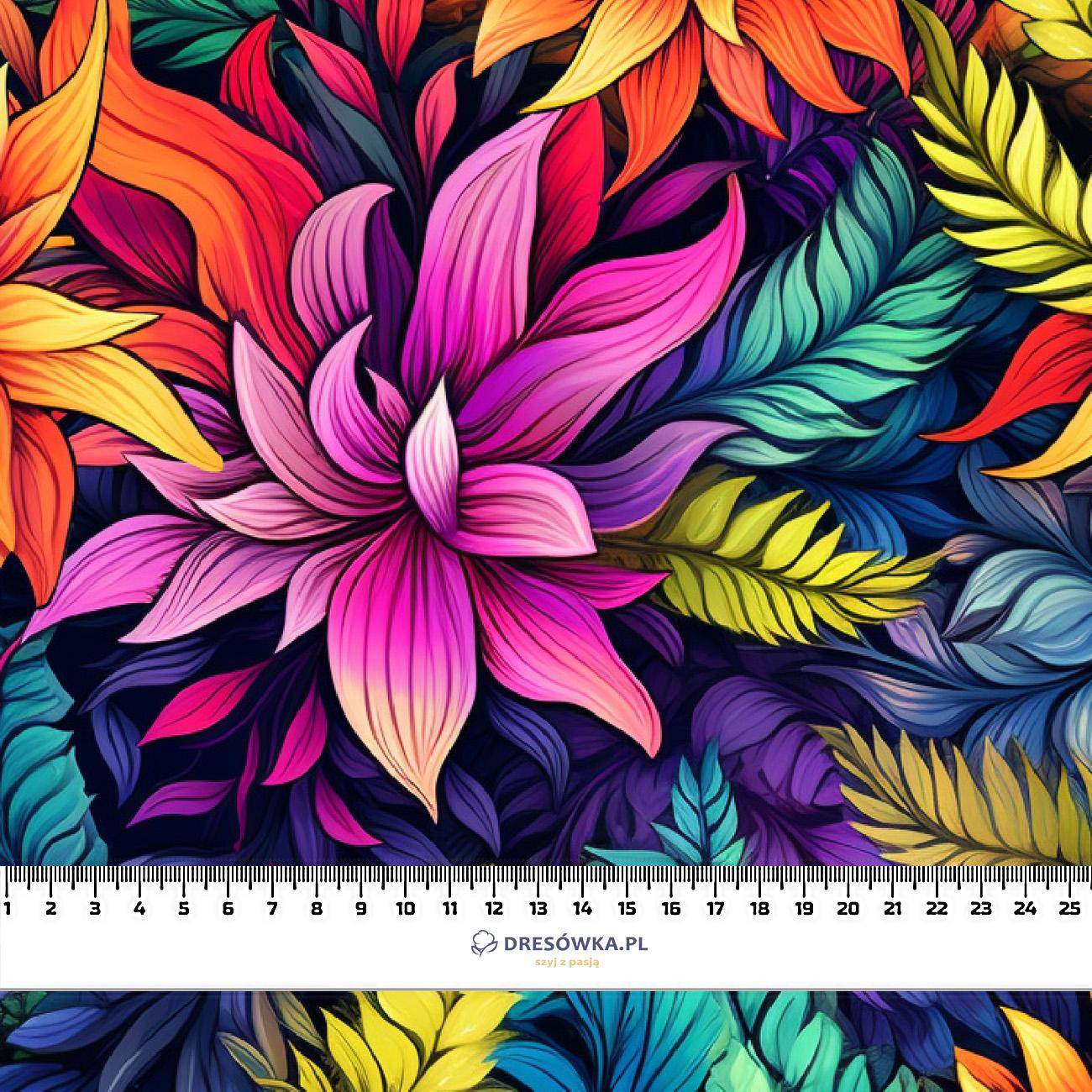 COLORFUL LEAVES pat. 6- single jersey with elastane ITY