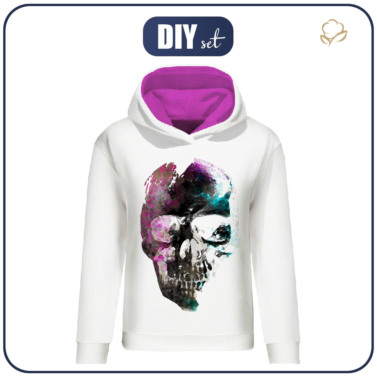 CLASSIC WOMEN’S HOODIE (POLA) - SKULL pat. 4 - looped knit fabric 