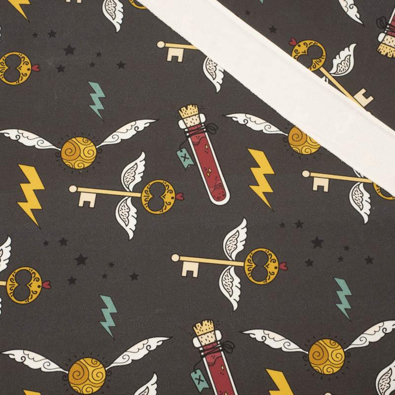 MAGIC MIX PAT. 5 (MAGIC SCHOOL) / graphite - looped knit fabric