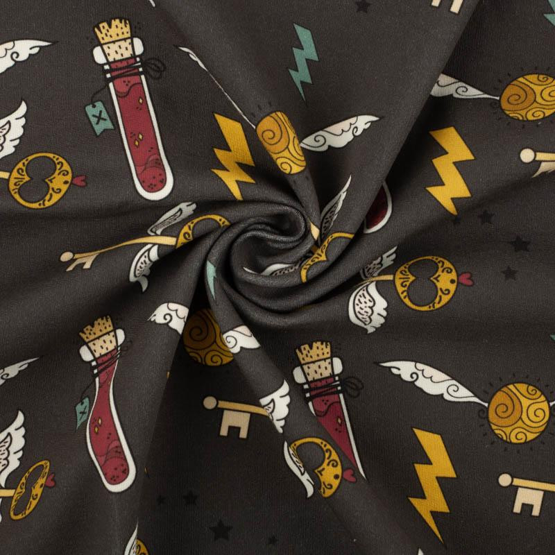 MAGIC MIX PAT. 5 (MAGIC SCHOOL) / graphite - looped knit fabric