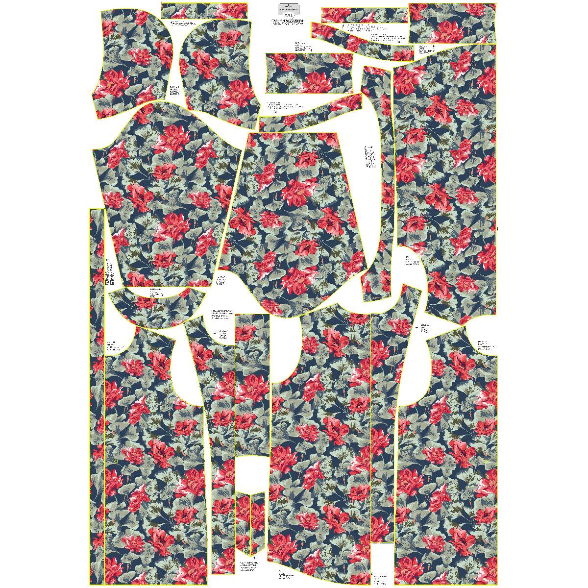 WOMEN'S PARKA (ANNA) - RED POPPIES (RED GARDEN) - softshell