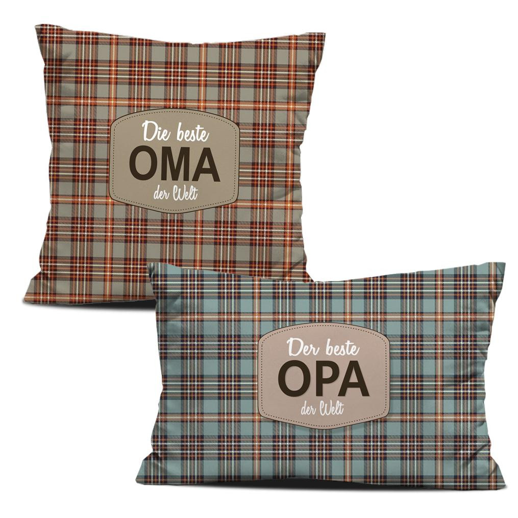 DECORATIVE PILOWS - Die beste Oma/ Der beste Opa der Welt / check retro