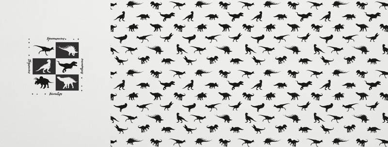 DINO BLACK / white - Panoramic panel - looped knit fabric with elastane