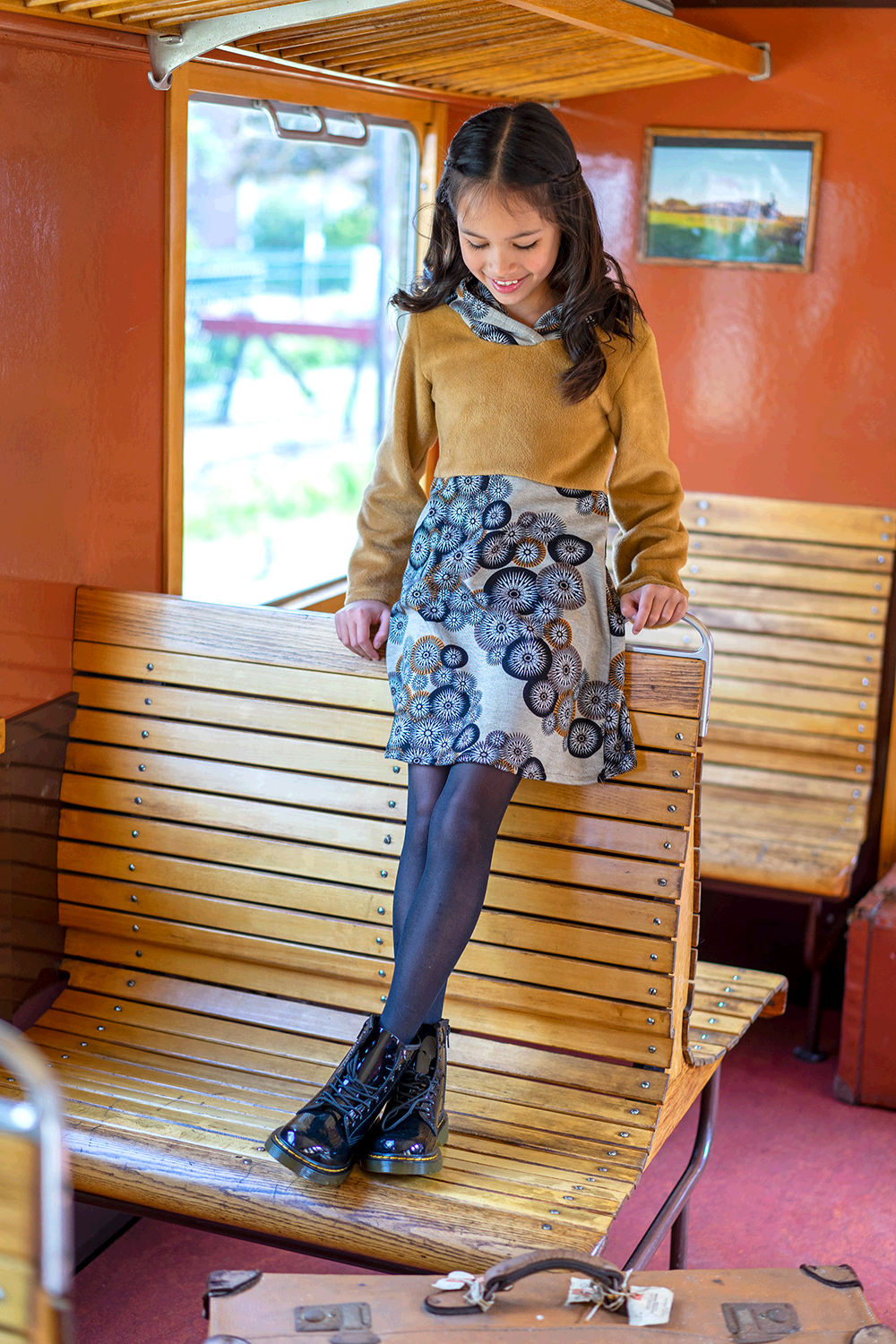MUSTARD MELANGE - brushed sweatshirt with teddy  / alpine fleece