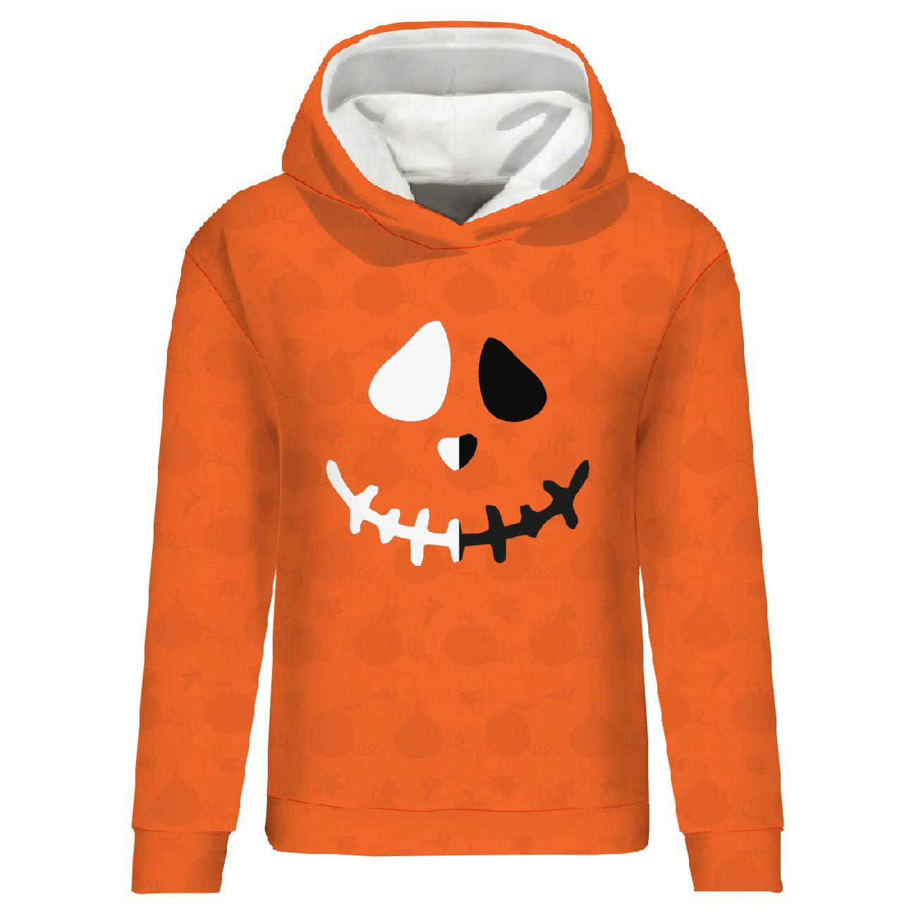 CLASSIC WOMEN’S HOODIE (POLA) - SMILE / PUMPKINS - looped knit fabric 