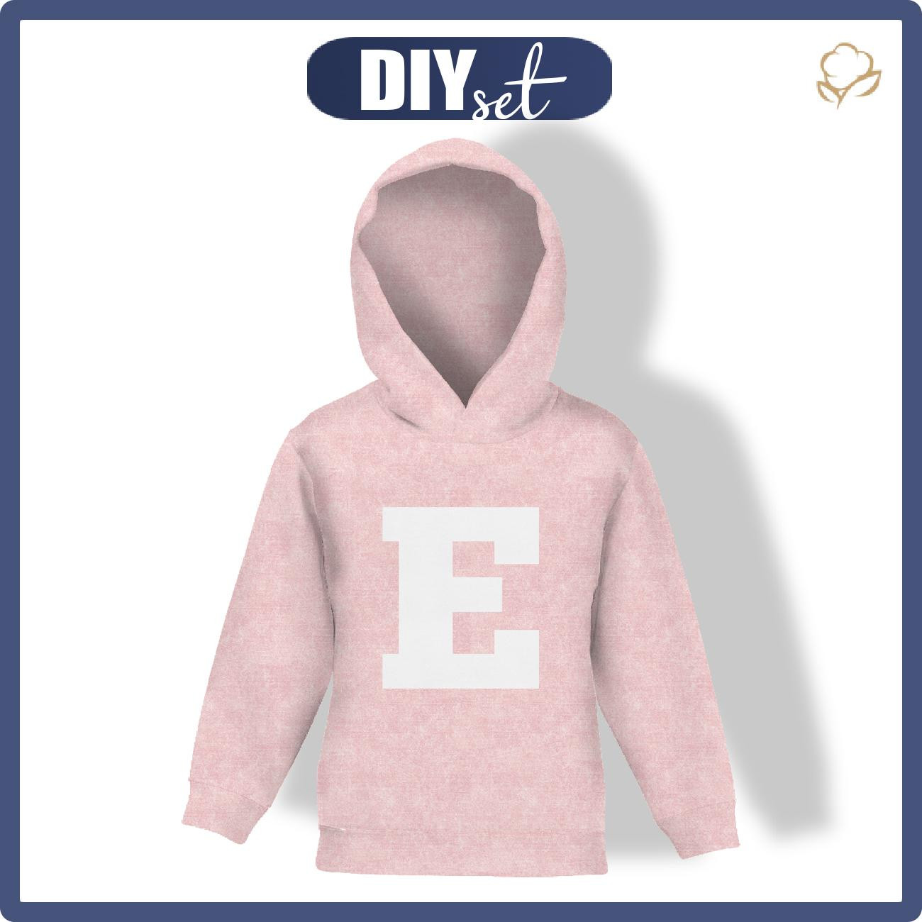 KID'S HOODIE (ALEX) - "E" / acid wash pale pink - sewing set