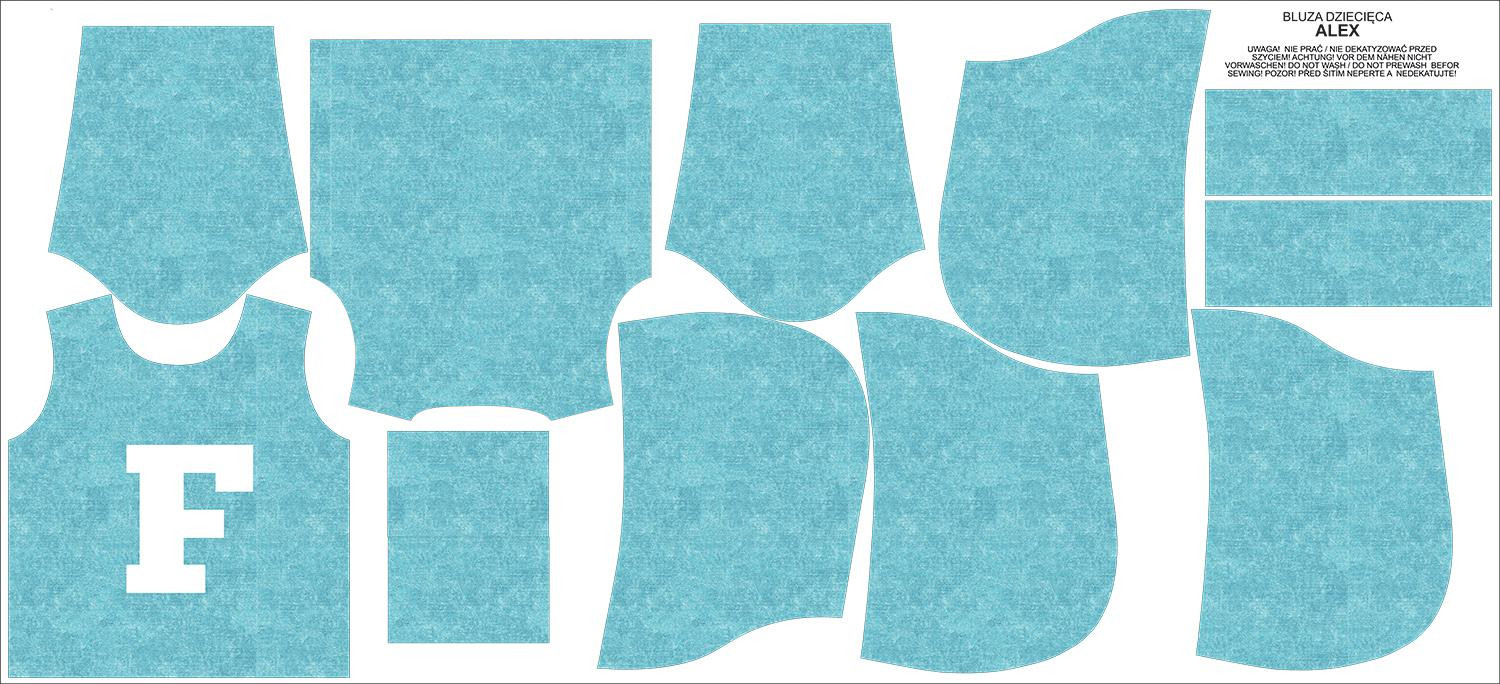 KID'S HOODIE (ALEX) - "F" / acid wash sea blue - sewing set