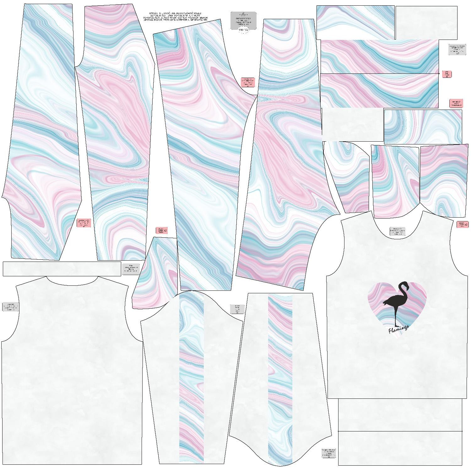 Children's tracksuit (MILAN) - FLAMINGO / WATERCOLOR - sewing set