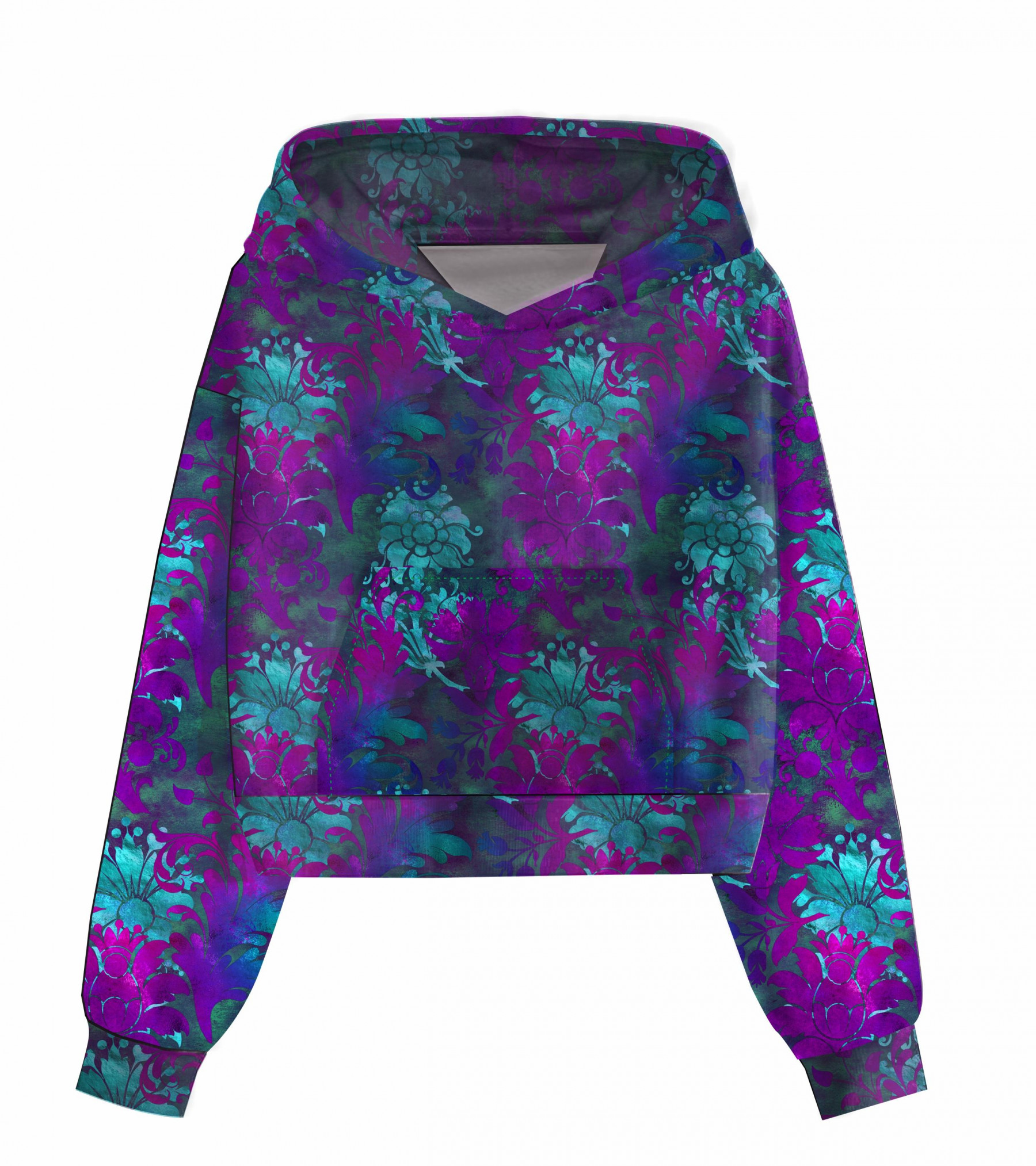 Cropped hoodie (IDA) - FLORAL  pat. 2 - sewing set
