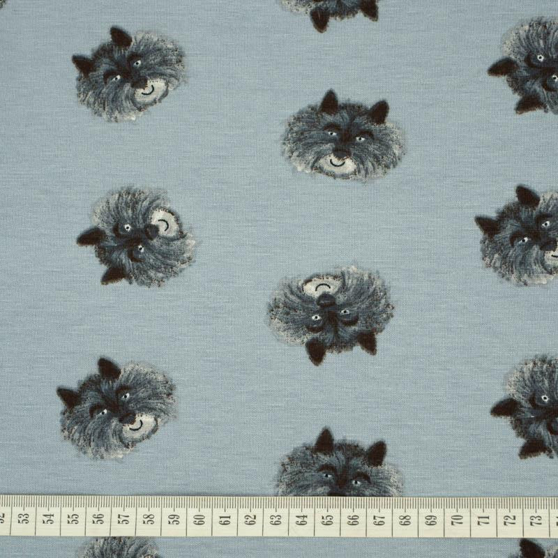 DOG SNOUTS/ melange light grey - brushed knit fabric with teddy / alpine fleece