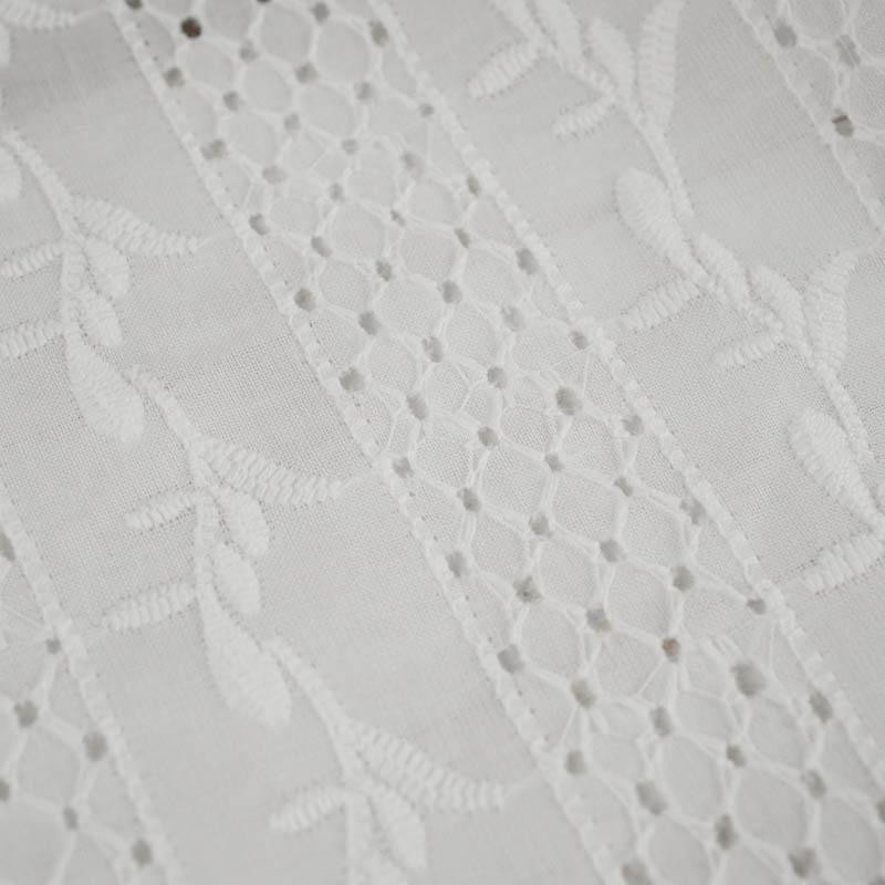 TWIGS / white - Embroidered cotton fabric