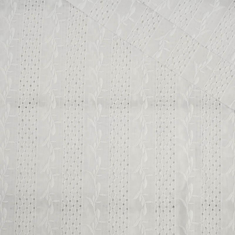 TWIGS / white - Embroidered cotton fabric