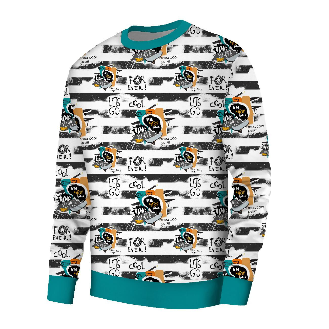 MEN’S SWEATSHIRT (OREGON) BASIC - GRAFFITI / STRIPES (SCHOOL DRAWINGS) - sewing set