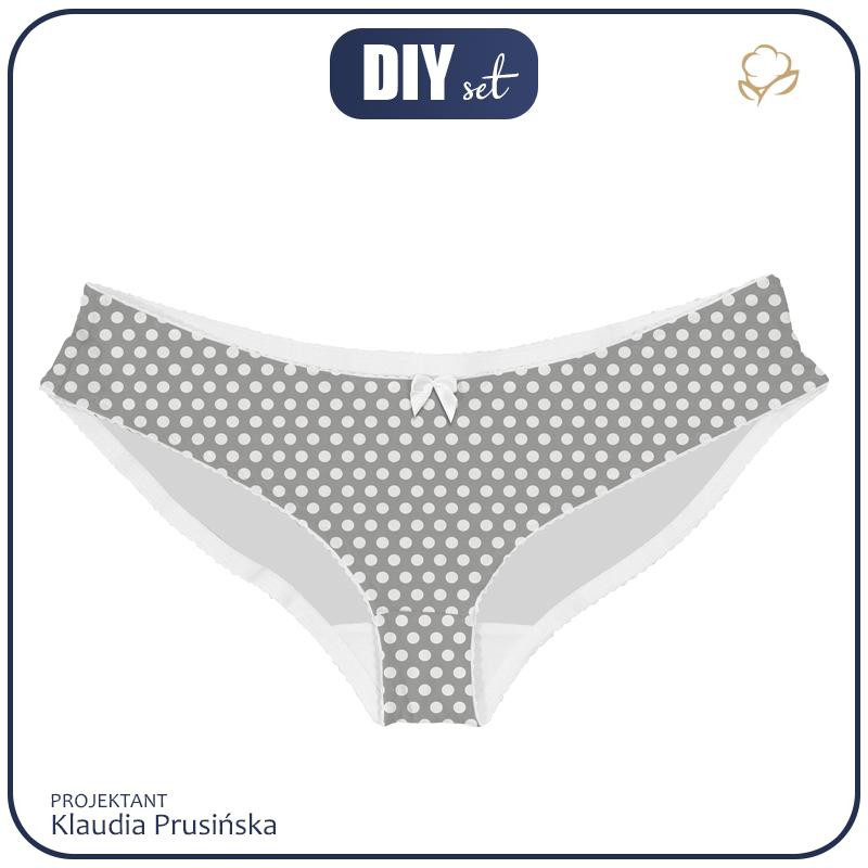 WOMEN'S PANTIES - WHITE DOTS / grey - XXL