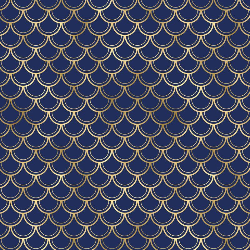 GOLDEN FISH SCALES pat. 2 (GOLDEN OCEAN) / dark blue