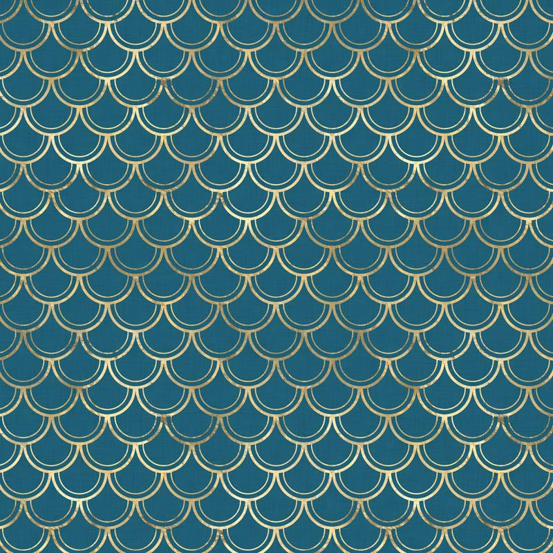 GOLDEN FISH SCALES pat. 2 (GOLDEN OCEAN) / sea blue