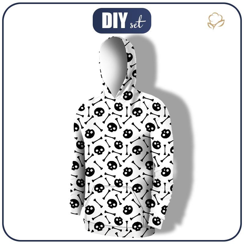 MEN’S HOODIE (COLORADO) - HALLOWEEN SKULLS & BONES / white - sewing set 