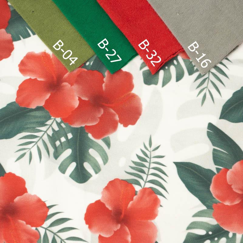 HIBISCUS Pat. 2 / red - looped knit fabric