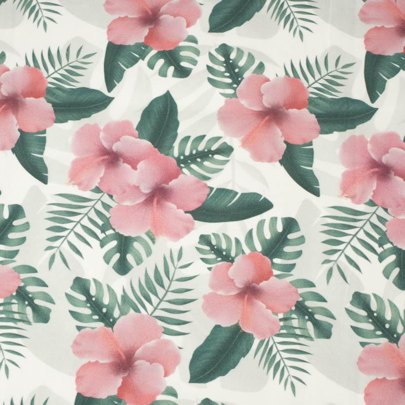 HIBISCUS Pat. 2 / pink - single jersey with elastane 