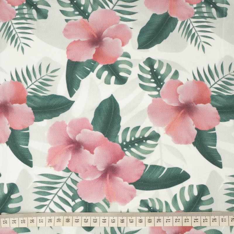 HIBISCUS Pat. 2 / pink - single jersey with elastane 